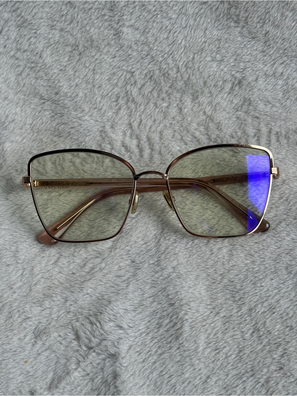 Jimmy Choo Rose Gold Metal Frame Square Sparkly Glasses